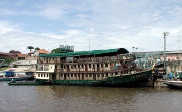The Amatista On Its Way Down The Amazon
