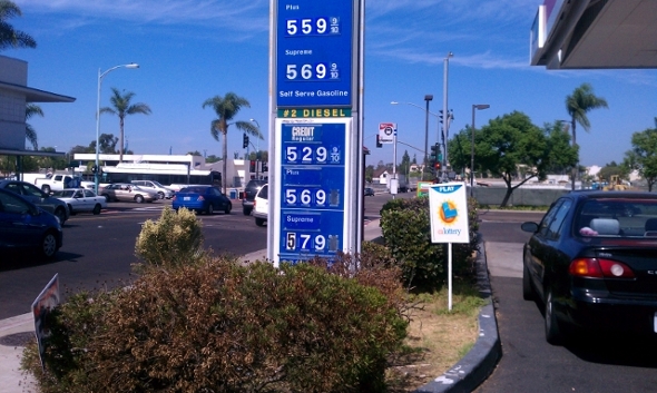 Gasoline Prices in San Diego, California, October 4, 2012