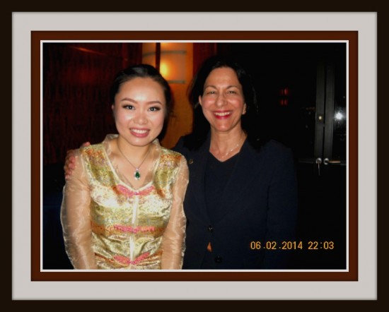 Jiaoyue Lyu and Prof. Elise Sobol , Ed.D., at Ms. Lyu's Weill Hall Guqin Recital, Carnegie Hall, New York City, June 2, 2014
